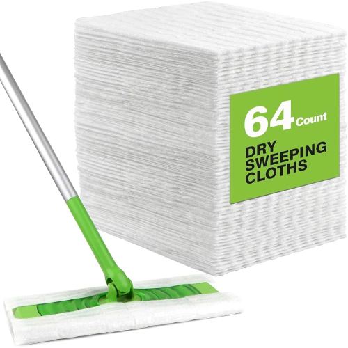 HOMEXCEL Dry Sweeping Cloths Pads Compatible with Swiffer Sweeper- Disposable Duster Refills Mop Pads for Floor Mopping and Cleaning, 64 Count