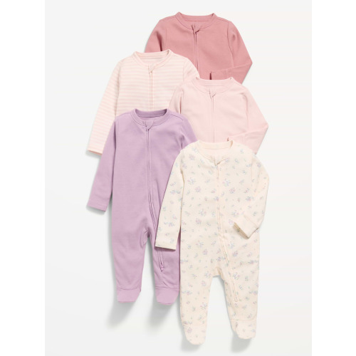 2-Way-Zip Sleep & Play Footed One-Piece 5-Pack for Baby | Old Navy