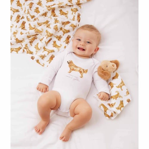 Golden Dog Bodysuit and Bib Set | Mud Pie