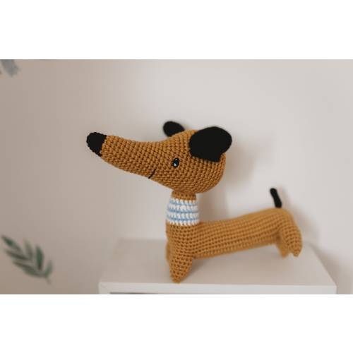 Handmade Crochet Sausage Dog - Adorable Amigurumi Dachshund - Lifelike Stuffed Animal Toy - Perfect Baby Shower Gift - Unique Present