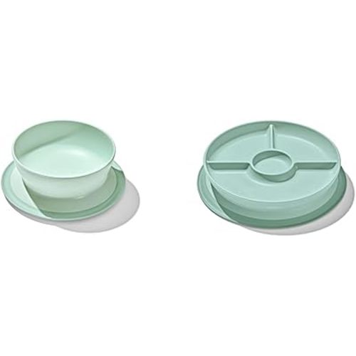 OXO Tot Stick and Stay Suction Bowl and Divided Plate Bundle - Opal
