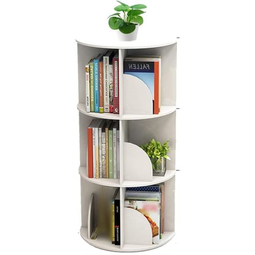 Toytexx Inc and Design 3 Tier 360° Rotating Stackable Shelves Bookshelf Organizer (White)