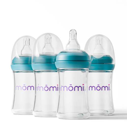 mōmi breast-like 4 bottle set - 4oz glass, Flow Rate 2, Lagoon