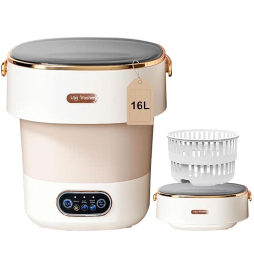 Portable Washing Machine,Mini Washer 16L Upgraded With Spin Basket,Small Clothes Folding Washing Machine Of Underwear, Baby And Small Clothes,Suitable For Home Apartments Dormitories, Hotels Beige
