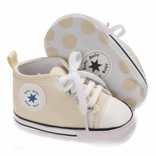 Unisex Baby Boys Girls Shoes, Newborn Infant Non-Slip Canvas Denim High Top Sneakers, Toddler First Walkers Shoes