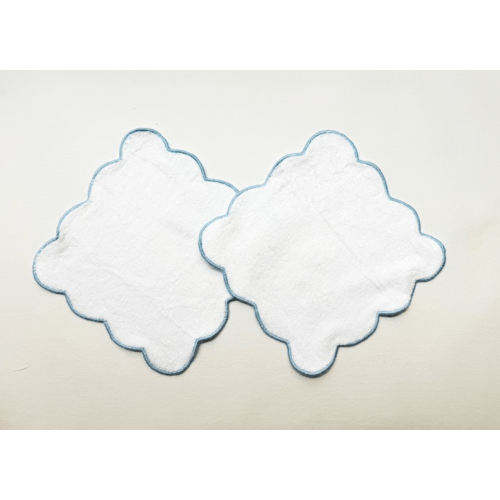 Blue Scallop Edge Washcloth Set (2)
