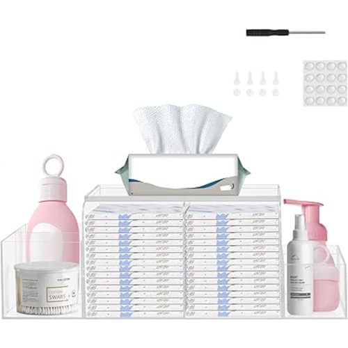 Diaper Caddy Organizer,Detachable Nursery Organizers and Storage for Changing Table,Acrylic Baby Dresser Organizer for Diapers,Baby Wipes and other Baby Room Essentials