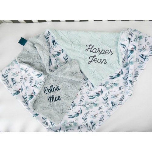 Eucalyptus Baby Blanket | Minky Baby Blanket | Grey Nursery | Gender Neutral Baby Blanket | Personalized | Monogrammed | Baby Shower Gift