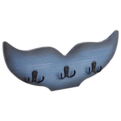 Okuna Outpost Whale Tail Wall Hook for Nursery, Nautical Ocean Wall Decor (Blue, 15.5 x 6.75 x 1 in)