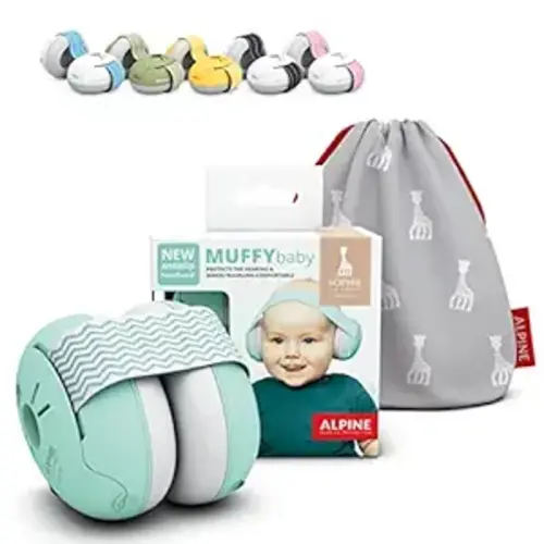 Alpine Muffy Baby Ear Protection - CE & ANSI Certified Noise Reduction Earmuffs for Babies & Toddlers up to 36 Months - Sophie La Girafe Edition