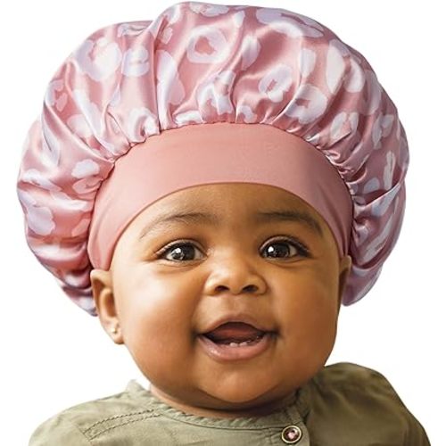 Red by Kiss Baby Satin Bonnet Sleep Caps Hair Wraps Hair Bonnet (Pink Leopard)