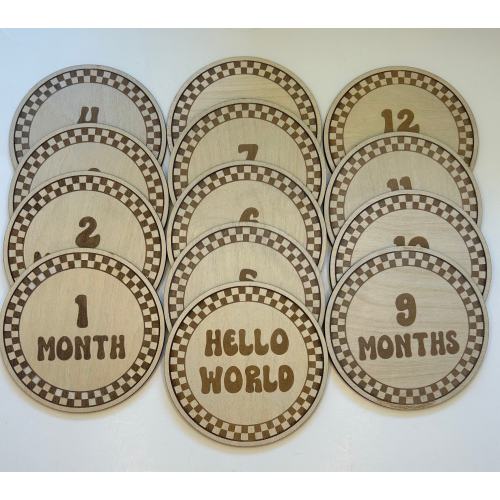 Checkered Monthly Milestone| Baby Boy Milestone| First Year Photo Prop| Retro Monthly Discs| Gift for Baby| Baby sign with checkers
