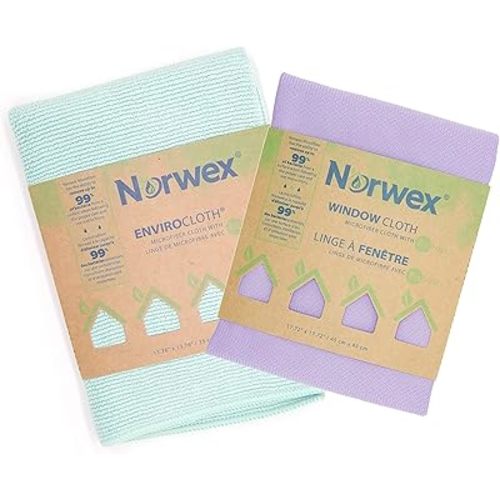 Norwex Basic Package - Microfiber - Glass Window Cleaning Cloth and Household Enviro Dusting Cloth Colors May Vary