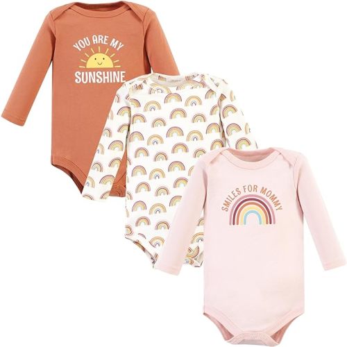 Hudson Baby Baby Girls' Cotton Long-sleeve Bodysuits 3-pack