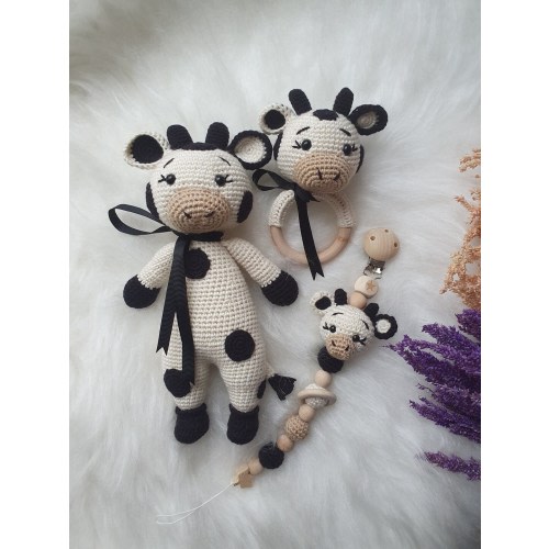 Handmade amigurumi cute crochet animals,sweet cow for newborns,toys for babies and kids, Birthday gifts,rattle,crochet cow ,crochet girl cow