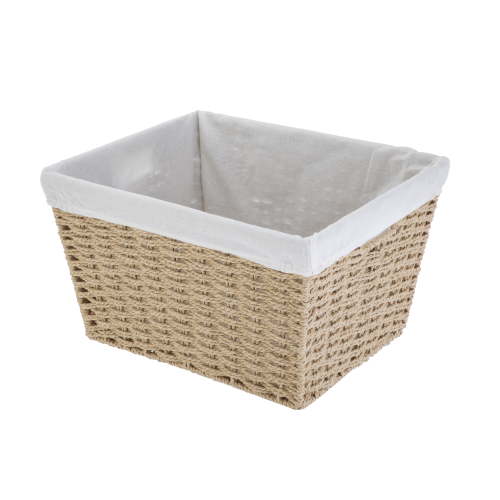 Mainstays Medium Tan Paper Rope Decorative Storage Basket, Removable Liner, Versatile Handles