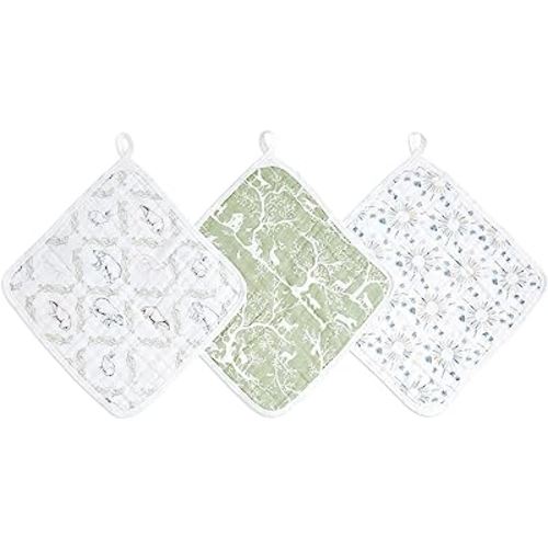 aden + anais Essentials Classic Washcloth Set, Super Soft 100% Cotton Muslin, 3-Pack, Harmony
