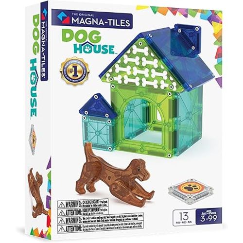 Magna-Tiles Dog House 13-Piece Magnetic Construction Set, The Original Magnetic Building Brand
