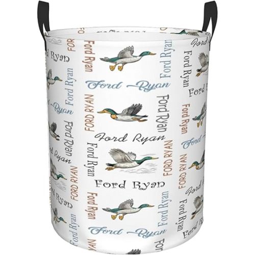 Custom Baby Hamper for Nursery Boy Girl Mallard Duck Baby Laundry Basket with Name Laundry Hamper Baby Nursery Hamper Personalized Kids Baby Gift Baskets Bin Storage Basket Orgnizer
