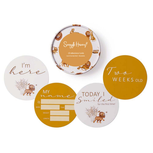 Snuggle Hunny Lion & Sunrise Gold Reversible Milestone Cards