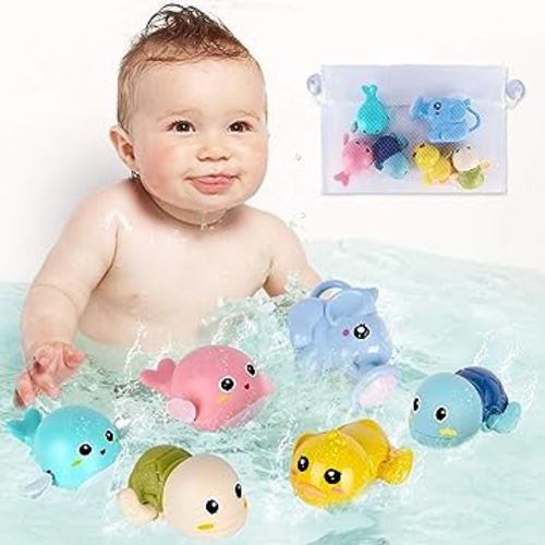 Bath Toys, 6 Pack Baby Bath Toys for Toddlers 1-3, Floating Wind-up Toys Swimming Pool Games Water Play Set Xmas Gift for Bathtub Shower Infant Toddlers Kids Boys Girls Ages 4-8 Years Old