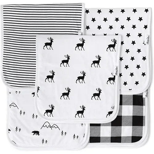 5 Pack Baby Burp Cloths - 100% Organic Cotton, Large, Soft & Absorbent Burping Towels for Newborns and Infants, Premium Spit Up Rags