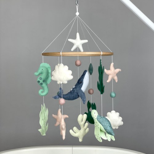 Nautical mobile Ocean baby mobile crib Under the sea mobile Felt sea animals Whale mobile Ocean nursery decor Nautical baby shower