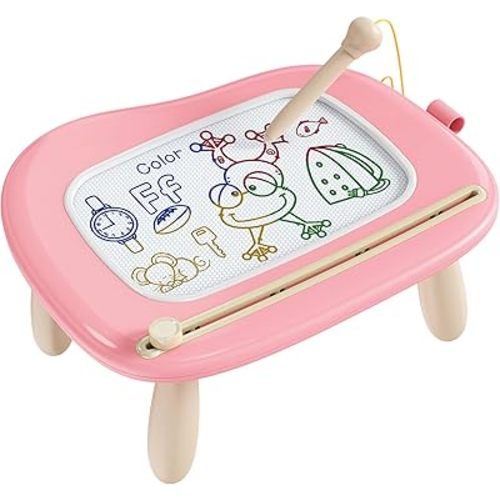 bravokids Toddler Toys , Sturdy Magnetic Drawing Board, Colorful Doodle Sketch Pad Educational Learning Sensory Toy Birthday Gifts for 1 2 3 Years Old Girls Boys (Pink)