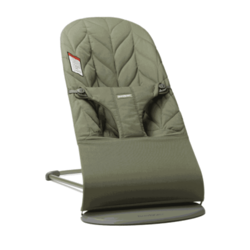 BabyBjorn Bouncer Bliss, Comfy Infant Play Bouncy Seat, Woven, Petal Quilt, Green Baby Chair