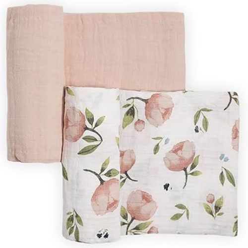 Little Unicorn 100% Natural Organic Cotton Muslin Swaddle Blanket 2 Pack | Giftable Set of 2 swaddles (Watercolor Floret)