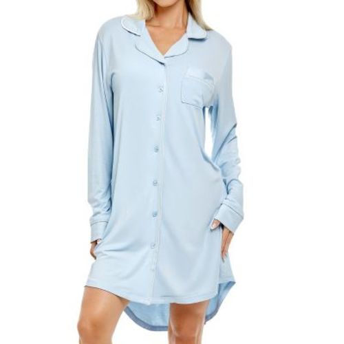 ADR Womens Sleep Shirt 100% Cotton Lightweight Night Shirt Pajama Button Down Top