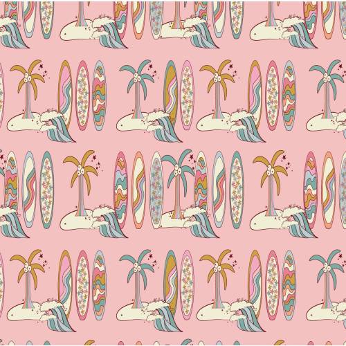 Soft Pink & Ivory Baby Crib Blanket, Beach Ocean Nursery Crib Bedding, Palm Tree Sun Waves Changing Pad Cover, Surf Swaddle, Nursing Pillow
