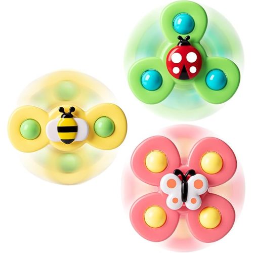 3PCS Suction Cup Spinner Toys for 1 2 Year Old Boys Spinning Toys Baby Toys 12-18 Months Sensory Toys for Toddlers 1-3 Easter Basket Stuffers Gifts for 1 Year Old Girls