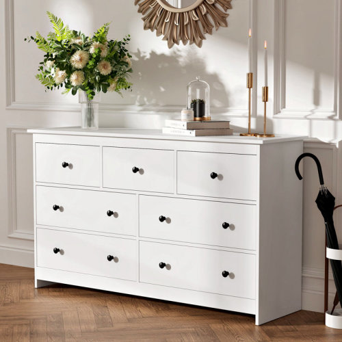 Winston Porter Moad Modern 55"W 7 Drawer Dressers,Bedroom Dresser & Reviews | Wayfair