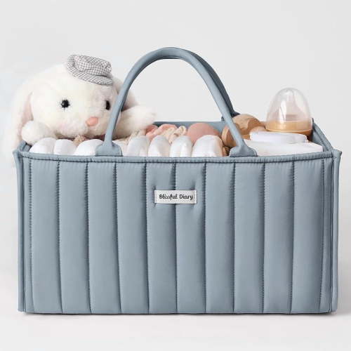 Stylish Storage Basket for Newborn Essentials and Diaper Station, Gift for Baby Shower and Registry Must-Have, Dusty Blue