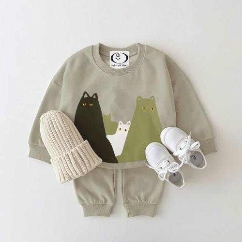 Baby 2-Piece Cartoon Cat Casual Set