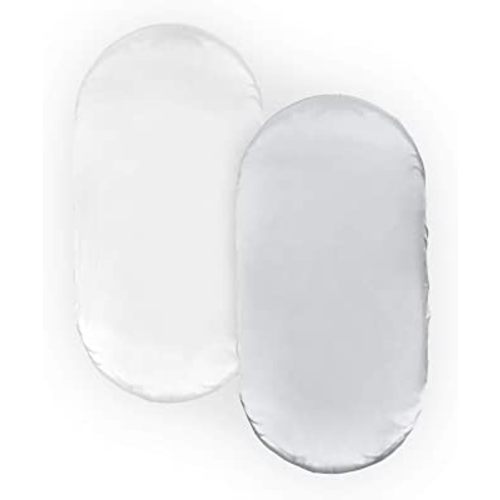 Pro Goleem Satin Bassinet Sheet 2 Pack Great for Baby Hair Soft Silk Feeling Sheet for Cradle or Bassinet Pad&Mattress for Boys and Girls Gift for Newborn and Infant White and Gray