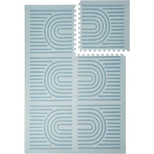Toddlekind Playmat - Premium Foam Playmat, 4 x 6 feet, 6 Tile Extra Thick Foam Floor Puzzle Mat for Babies/Toddlers Stylish, Non-Toxic, Odorless. Perfect for Tummy Time, Crawling, and Play. Ideal for Nursery and Playroom. 0m+ (Blue)