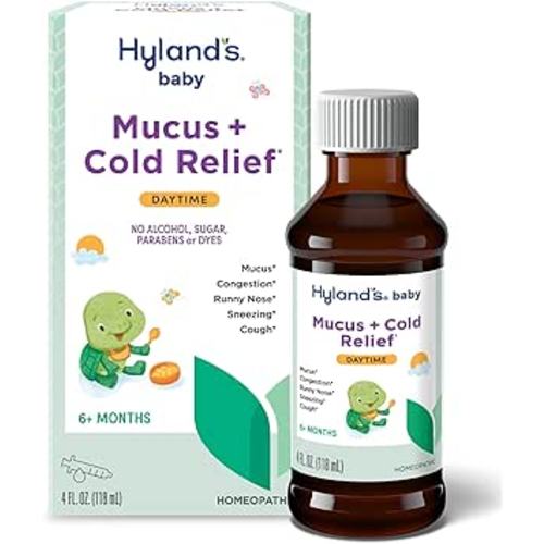 Hyland's Baby Mucus and Cold Relief, Daytime Baby Medicine, Infant Cold and Cough Remedy, Decongestant, 4 Fluid Ounce