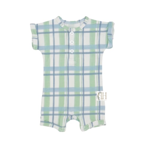 Lakeside Boys Plaid Button Romper