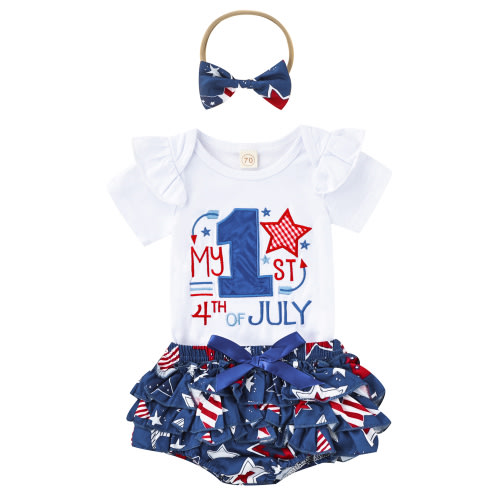 Newborn Baby Girl 4th of July Outfits Letter Romper Top Tutu Bloomers Shorts Set Independence Day Summer Clothes