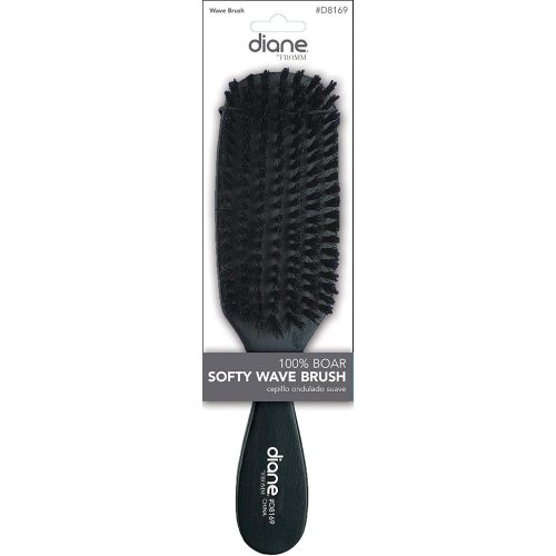 Diane Softy Wave Brush, 100% Boar Bristles, 9 1/4" Bristle Length, Wood Handle, All Hair Types, Men and Women, Adults and Kids