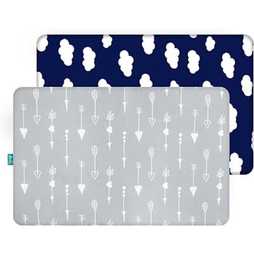 Pack and Play Sheets Fitted, 2 Pack Playard Sheet Fits for Graco Pack n Play Mattress, Mini Crib Sheets for Baby Boys & Girl