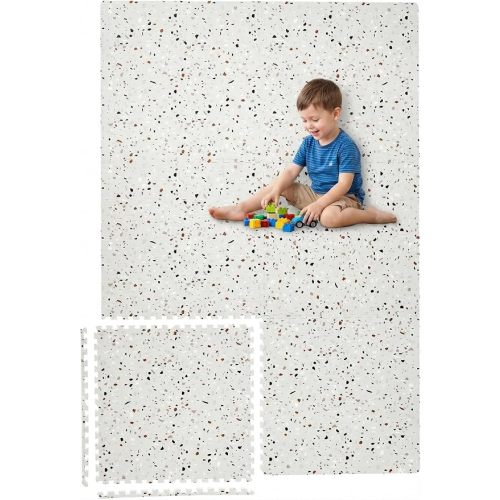 Yay Mats Stylish Extra Large Puzzle Mat, Thick,Inter Locking Foam Floor Tile Covers 6 ft x 4 ft. Expandable Tiles with Edges Exercise and Kids mat Protective Floor Surface (Henri TERRAZZO)