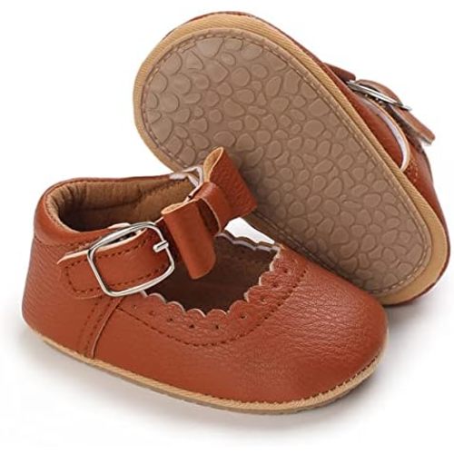 LAFEGEN Baby Girl Shoes Non Slip Soft Sole PU Leather Infant Toddler Mary Jane Flats First Walker Crib Dress Oxford Shoes 3-18 Months