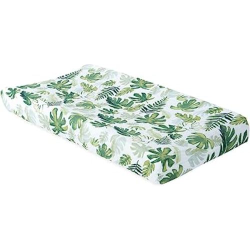 Little Unicorn – Tropical Leaf Changing Pad Cover | 100% Cotton Muslin | Super Soft | Baby Diaper Changing | Machine Washable | 16” x 32”