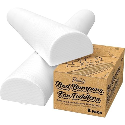Primica Bed Bumpers for Toddlers - Set of 2 Hypoallergenic Foam Bed Rails for Queen, King, and Twin Beds (2)