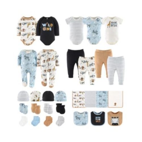 Baby Boys Layette Gift Set Boys, Blue Safari Explorer, 30 Essential Pieces