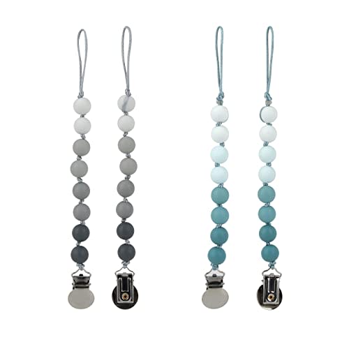 Nuby 1 pk Silicone Pacifinder with Metal Clip - 0+ Months, 1 Pack: Assorted Neutral Colors (Grey or Aqua)