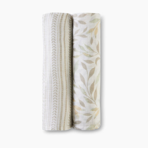 Crane Baby Cotton Muslin Swaddles (2 Pack) - Willow Multi-Color Leaf